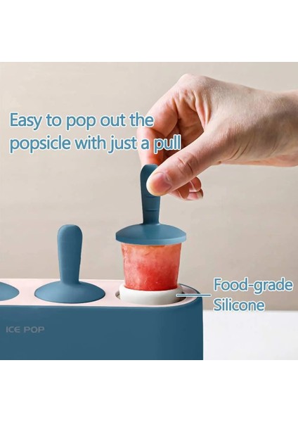 Mavi Stil Popsicle Kalıp Seti 4 Parça Ev Yapımı Silikon Popsicle Maker Çocuk Kolay Yayın Dondurma Kalıpları Yeniden Kullanılabilir Dıy Pop Kalıpları (Yurt Dışından) fırsatları