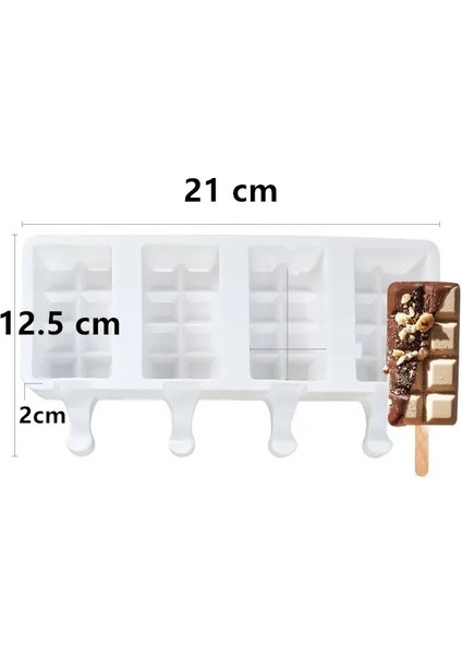 Kare 4 Izgara Stili Mesh Buzlu Şeker Kalıbı Silikon Buzlu Şeker Kalıbı, Hijyenik Kalıp, Yeniden Kullanılabilir Kolay Çıkarılabilir Buzlu Şeker Makinesi, Dondurma Makinesi (Yurt Dışından)