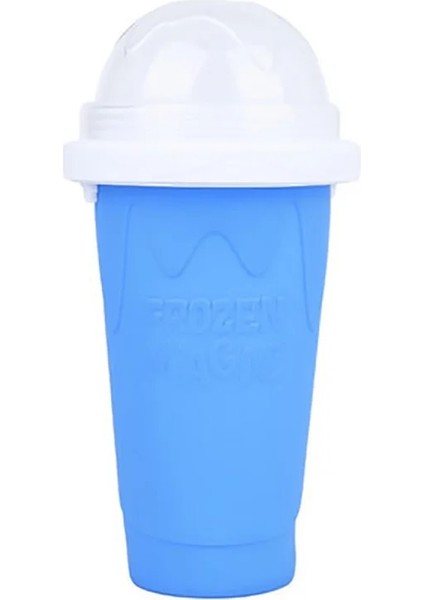 Mavi Stil Hızlı Dondurulmuş Smoothies Dondurma Makinesi Fincan Dıy Squeeze Slushy Meyve Suyu Milkshake Hızlı Soğutma Samanlı Silikon Şişe (Yurt Dışından)