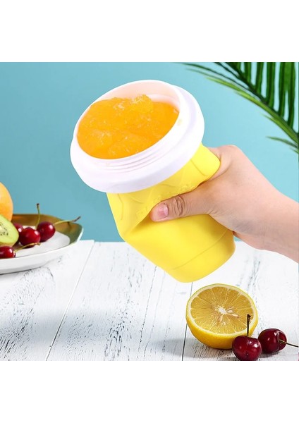 Mavi Stil Hızlı Dondurulmuş Smoothies Dondurma Makinesi Fincan Dıy Squeeze Slushy Meyve Suyu Milkshake Hızlı Soğutma Samanlı Silikon Şişe (Yurt Dışından) indirimleri