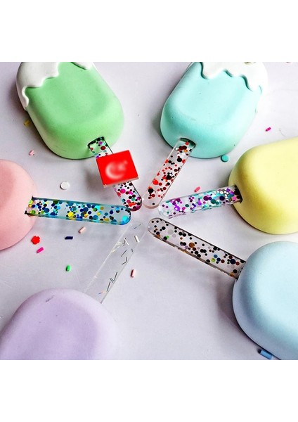 Kırmızı Stil 1 Adet Glitter Akrilik Dondurma Çubukları Dondurma Çubuğu Dıy El Yapımı El Sanatları Yapma Bebek Duş Kis Hediye Kek Süslemeleri 11.5X1CM (Yurt Dışından) modelleri