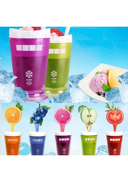 Kırmızı Stil Smoothie Cup Dondurma Makinesi Ev Yapımı Squeeze Cup Ice Slush Yapma Şişesi (Yurt Dışından)
