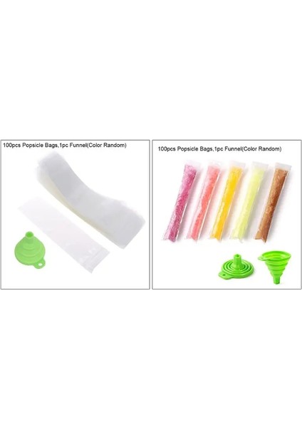 B Tarzı 100 Tek Kullanımlık Po.psicle Kalıp Torbaları Ücretsiz Zip Buz Po.p Katlanabilir Huni ile Dondurma (Yurt Dışından)