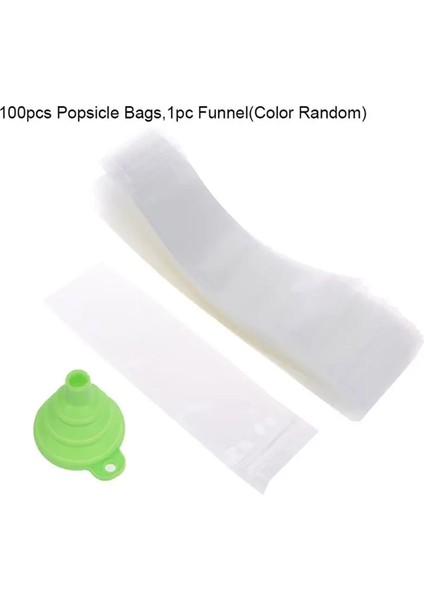 B Tarzı 100 Tek Kullanımlık Po.psicle Kalıp Torbaları Ücretsiz Zip Buz Po.p Katlanabilir Huni ile Dondurma (Yurt Dışından)