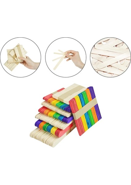 B05-50PCS Tarzı Lot Ahşap Düz Dondurma Lolly Krem Lolipop Dondurma Çubukları Yapma Tutacağı Renkli Çocuklar Dıy El Sanatları Sanat Aracı Bulmaca Oyuncak Hediyeler (Yurt Dışından)