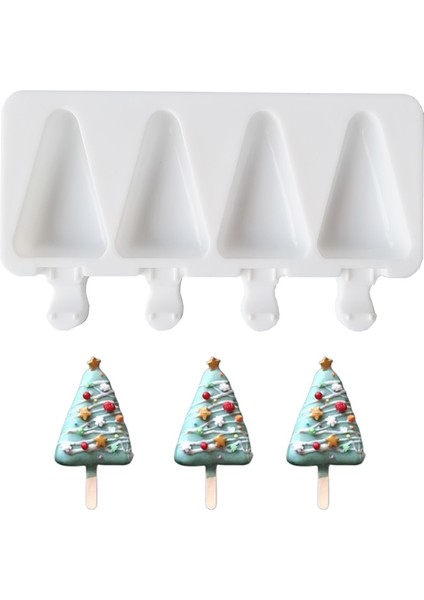 Beyaz Stil Silikon Dondurma Kalıbı Dıy Ev Yapımı Popsicle Kalıpları Dondurucu 4 Hücre Küçük Boy Buz Küpü Tepsi Popsicle Varil Yapımcıları Pişirme Araçları (Yurt Dışından)
