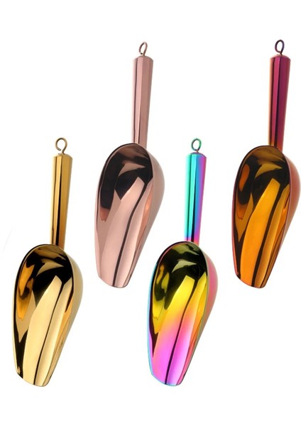 19.5X6CM Stili 1 Adet Paslanmaz Çelik Altın Buz Kazıyıcı Un Şeker Kutusu Baharat Kepçe Büfe Kürek Yemek Büfesi Şeker Çubuğu Kepçe Kürek (Yurt Dışından)