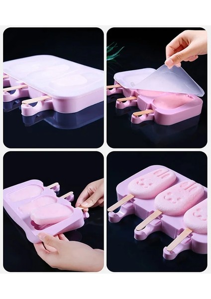 Kapak Tarzı Çizgi Film Silikon Dondurma Kalıbı Kapaklı Dondurma Kalıpları Dıy Ev Yapımı Buz Lolly Kalıp Dondurma Popsicle Ice Pop Maker Kalıp (Yurt Dışından)