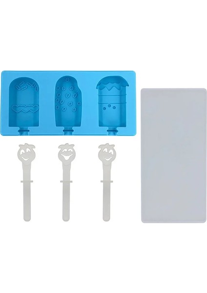No.5 Tarzı Silikon Dondurma Kalıbı Sevimli Karikatür Buzlu Şeker Kalıbı Kapaklı ve Çubuklarla Yeniden Kullanılabilir Buz Pop Kalıbı Buz Lolly Kalıp Ev Mutfak Aletleri (Yurt Dışından)