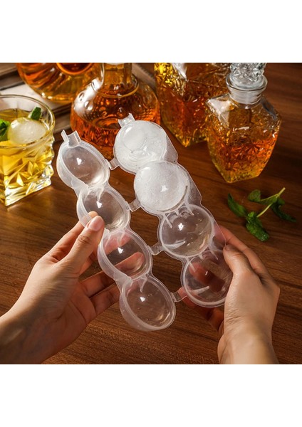Stili Temizle Yuvarlak 4 Kavite Buz Kalıbı Buz Topu Makinesi Dıy Dondurma Kalıbı Plastik Viski Buz Küpü Tepsi Bar Aksesuarları Aracı Форма Для Льда (Yurt Dışından)
