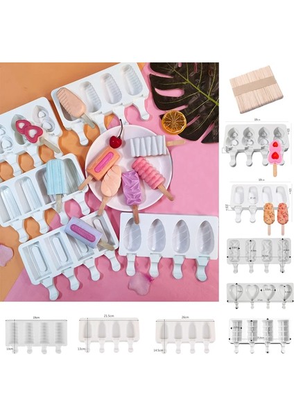 No.9 Tarzı El Yapımı Çevre Dostu Popsicle Kalıpları 3D Silikon Dondurma Kalıp Dıy Mus Tatlı Dondurucu Suyu Buz Küpü Tepsi Varil Maker Kalıp (Yurt Dışından) modelleri