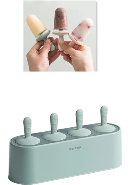 Gösterilen Stil Gibi Dondurma Kalıbı Buzlu Şeker Dıy Aracı 4 Delikli Ev Yapımı Buz Pop Yapma Kutusu Dondurma Araçları Buz Kutusu Silikon Buzlu Şeker Kutusu Mutfak Aracı (Yurt Dışından)