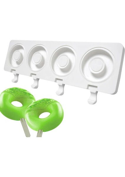 SH0101403 Set Stili Shenhong 4 Kavite Silikon Popsicle Kalıp Buz Küpü Tepsi Donuts Dondurma Kalıpları Yaz Dondurucu Suyu Jöle Araçları 50 Çubuk ile (Yurt Dışından) modelleri