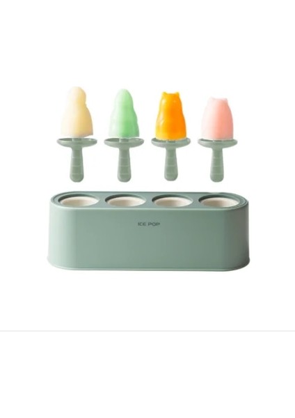 Mavi Stil Dondurma Kalıbı Buzlu Şeker Dıy Aracı 4 Delikli Ev Yapımı Buz Pop Yapma Kutusu Dondurma Araçları Buz Kutusu Silikon Buzlu Şeker Kutusu Mutfak Aracı (Yurt Dışından)