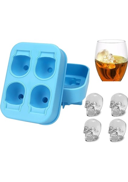 C Stili 1 Adet 3D Kafatası Silikon Ice Cube Maker Formu Buz Şeker Kek Puding Çikolata Kalıpları 4 Hücre Buz Kalıbı Kare Şekli Tepsiler Kalıpları (Yurt Dışından)
