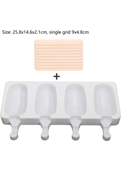 Klasik 10 Adet Çubuk Stili 4-Cavity Pişirme Mini Silikon Dondurma Kalıpları Popsicle Kalıpları Kek Çikolatalı Cakesicle Kalıp Dıy Ice Pops Oval Için (Yurt Dışından)