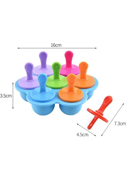 Mavi Stil Sıcak 7 Kavite Silikon Mini Buz Pops Kalıp Dondurma Topu Makinesi Popsicles Kalıpları Bebek Diy Gıda Takviyesi Aracı Kalıpları De Silicona (Yurt Dışından)