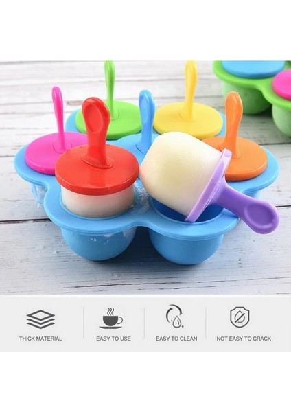 Mavi Stil Sıcak 7 Kavite Silikon Mini Buz Pops Kalıp Dondurma Topu Makinesi Popsicles Kalıpları Bebek Diy Gıda Takviyesi Aracı Kalıpları De Silicona (Yurt Dışından)