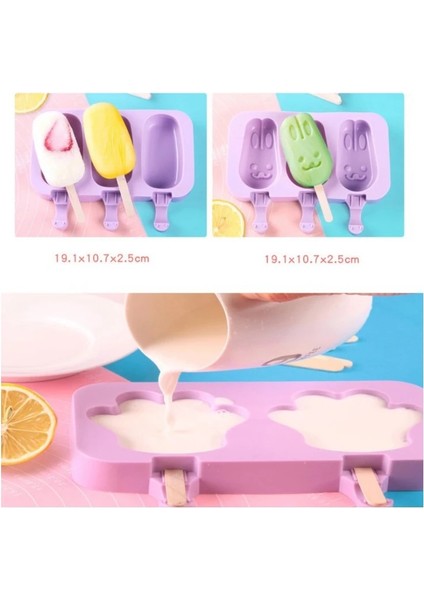 04MOLD 3 Woodstick Stili Kapaklı Silikon Dondurma Kalıbı Hayvanlar Şekli Jöle Buz Topu Makinesi Bebek Dıy Gıda Takviyesi Aracı Dondurma Çubuğu Mutfak (Yurt Dışından) indirimleri