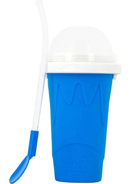 Mavi Stil Dıy Ev Yapımı Buz Kalıbı Hızlı Dondurulmuş Smoothies Bardakları Slushy Dondurma Makinesi Milkshake Soğutma Bardağı Silikon Squeeze Slushy Bardak (Yurt Dışından)
