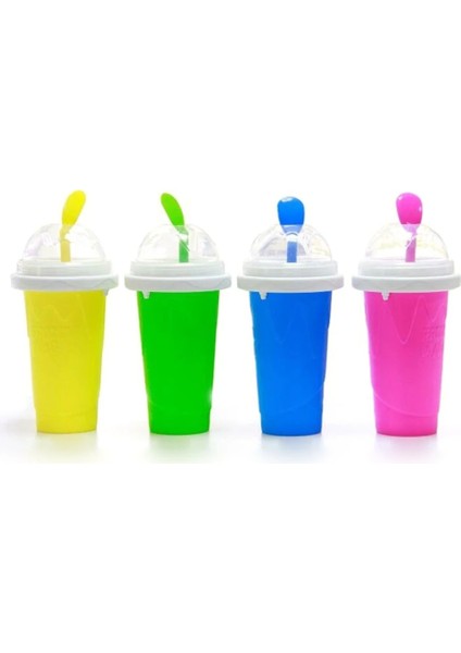 Mavi Stil Dıy Ev Yapımı Buz Kalıbı Hızlı Dondurulmuş Smoothies Bardakları Slushy Dondurma Makinesi Milkshake Soğutma Bardağı Silikon Squeeze Slushy Bardak (Yurt Dışından)