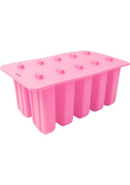 Pembe 10 Delik Stili Tatlı Dondurucu Kavite Silikon Popsicle Dondurma Kalıbı Kapaklı Dıy Ev Yapımı Lolly Meyve Suyu Buz Küpü Tepsi Makinesi (Yurt Dışından)