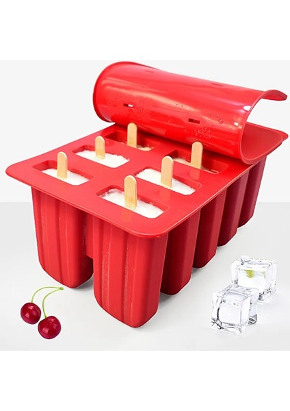 Pembe 10 Delik Stili Tatlı Dondurucu Kavite Silikon Popsicle Dondurma Kalıbı Kapaklı Dıy Ev Yapımı Lolly Meyve Suyu Buz Küpü Tepsi Makinesi (Yurt Dışından)