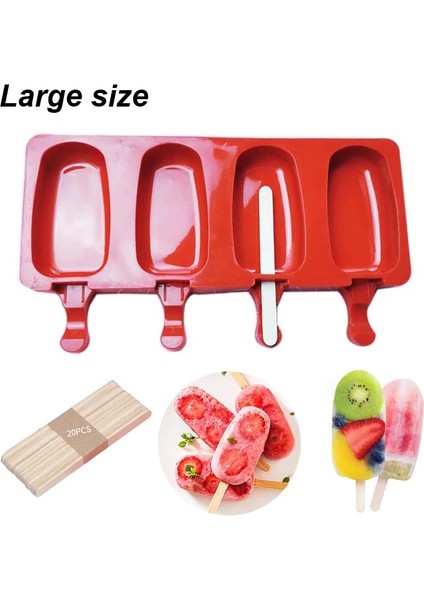 Tahta Çubuklar 10CM Tarzı Portakal Çubukları ile Dondurma Kalıbı Silikon Palet Cakesicle Popsicle Kalıp Tepsi Kapaklı Ice Pop Çikolata Yapma Makinesi (Yurt Dışından)