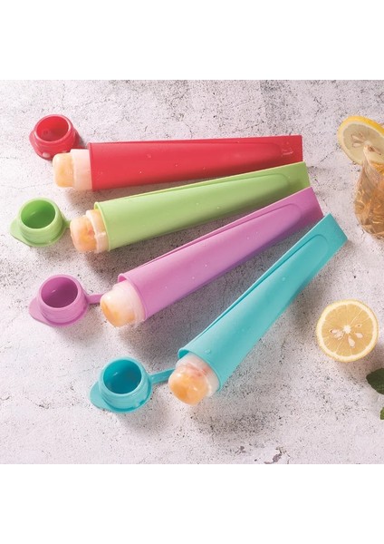 4 Adet Renk Stili Karışımı Ev Yapımı Dondurma Kalıpları Çocuklar Için Sevimli Silikon Dondurulmuş Buz Küpü Seti Dondurma Şerbeti Popsicle Mutfak Aletleri (Yurt Dışından)