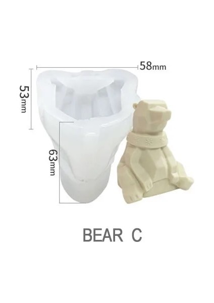 C Stili Ayı Buz Küpü Kalıp Silikon Sevimli Hayvan Buz Küpü Kalıp Aşındırıcı 3D Buz Küpü Kalıp Ayı Kalıp Silikon Yaratıcı Kahve Süt Çay Buz Küpü (Yurt Dışından)