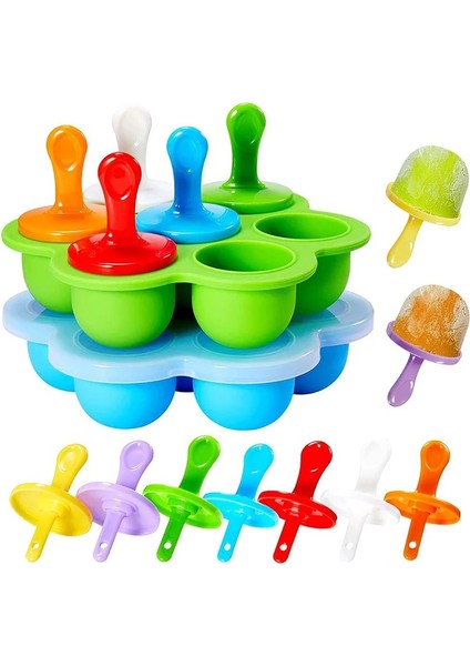 Mavi Stil Sıcak 7 Kavite Silikon Mini Buz Pops Kalıp Dondurma Topu Makinesi Popsicles Kalıpları Bebek Diy Gıda Takviyesi Aracı Jw (Yurt Dışından) fiyatları