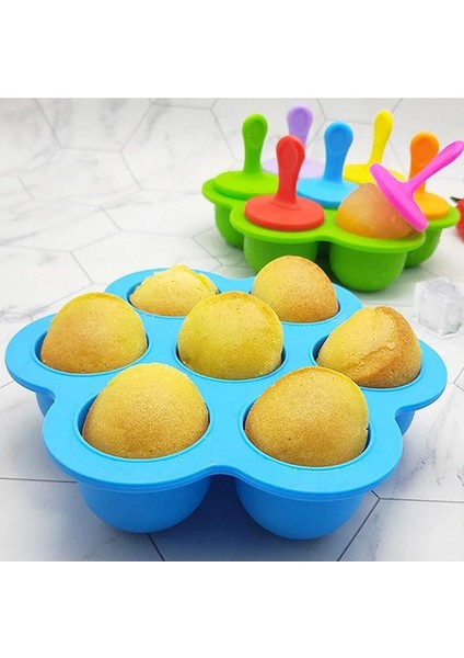Mavi Stil Sıcak 7 Kavite Silikon Mini Buz Pops Kalıp Dondurma Topu Makinesi Popsicles Kalıpları Bebek Diy Gıda Takviyesi Aracı Jw (Yurt Dışından) fırsatları