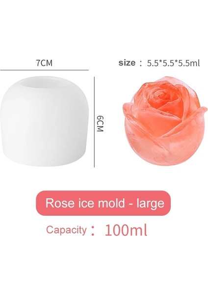 Büyük Gül Tarzı Buz Küpü Tepsi 3D Gül Ayı Silikon Kalıp Dıy Buz Makinesi Kola Kahve Süt Çay Buz Kalıbı Mousse Kek Gıda Sınıfı Gül Buz Kalıbı (Yurt Dışından)