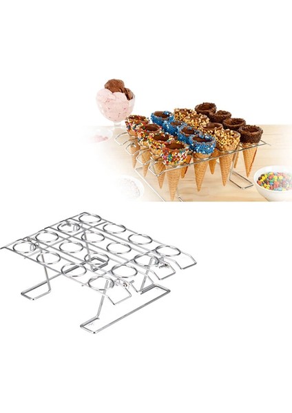 Siyah Stil Paslanmaz Çelik Dondurma Koni Vitrin Standı Diy Dondurma Koni Sahipleri Pişirme Kek Koni Cupcake Soğutma Tepsisi Raf Tutucu (Yurt Dışından)