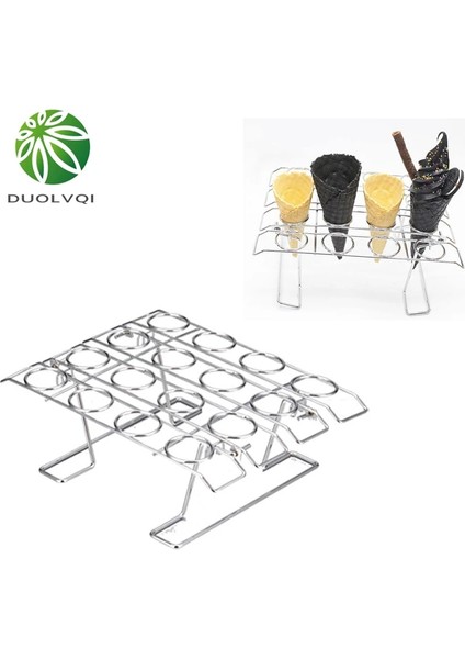 Siyah Stil Paslanmaz Çelik Dondurma Koni Vitrin Standı Diy Dondurma Koni Sahipleri Pişirme Kek Koni Cupcake Soğutma Tepsisi Raf Tutucu (Yurt Dışından)