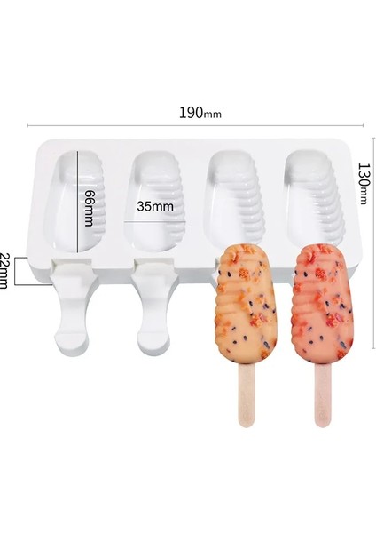 F Stili 4 Hücre Silikon Dondurma Kalıbı Diy Kalıp Buz Küpü Tepsi Varil Sıcak Satış Tatlı Dondurma Kalıbı ile Popsicle Sopa Çanta (Yurt Dışından)