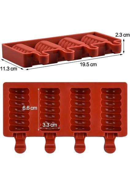 YH006601 Stili Dıy Ev Yapımı Popsicle Formu Silikon Dondurma Kalıp Dondurucu Suyu 4 Hücre Delik Buz Lolly Pop Küp Tepsi Varil Maker Kalıp Çubukları (Yurt Dışından)