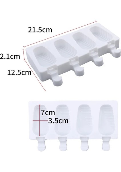YH006601 Stili Dıy Ev Yapımı Popsicle Formu Silikon Dondurma Kalıp Dondurucu Suyu 4 Hücre Delik Buz Lolly Pop Küp Tepsi Varil Maker Kalıp Çubukları (Yurt Dışından)