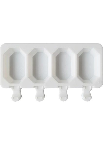 A-Beyaz Tarzı Silikon Dondurma Kalıbı Dıy Ev Yapımı Popsicle Kalıpları Dondurucu 4 Hücre Küçük Boy Buz Küpü Tepsi Popsicle Varil Yapımcıları Pişirme Araçları (Yurt Dışından)