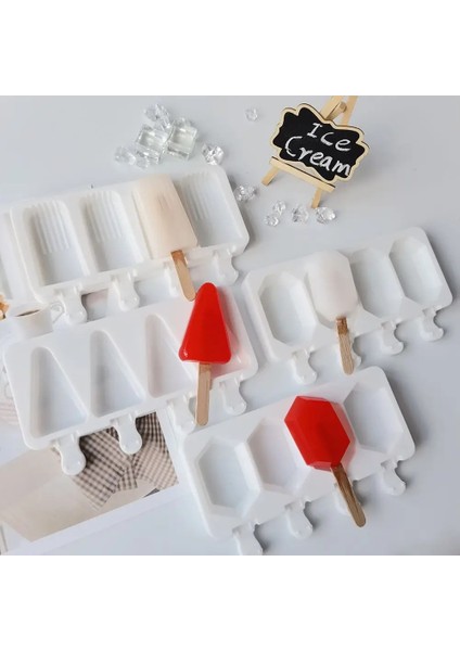 A-Beyaz Tarzı Silikon Dondurma Kalıbı Dıy Ev Yapımı Popsicle Kalıpları Dondurucu 4 Hücre Küçük Boy Buz Küpü Tepsi Popsicle Varil Yapımcıları Pişirme Araçları (Yurt Dışından) modelleri