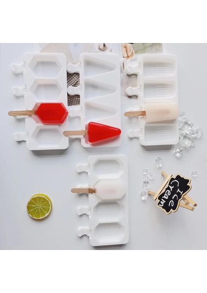 A-Beyaz Tarzı Silikon Dondurma Kalıbı Dıy Ev Yapımı Popsicle Kalıpları Dondurucu 4 Hücre Küçük Boy Buz Küpü Tepsi Popsicle Varil Yapımcıları Pişirme Araçları (Yurt Dışından) indirimleri