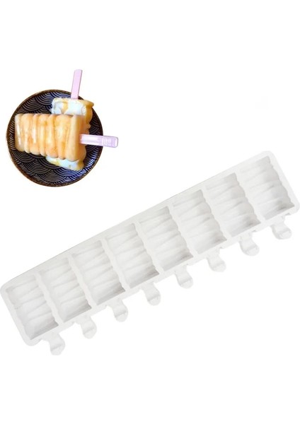 No.1 Tarzı 8 Boşluk Silikon Popsicle Kalıp Çizgili Dondurma Bar Yapımcıları Dıy Kithchen Dondurma Çubukları ile Ev Yapımı Buz Lolly Kalıpları (Yurt Dışından)