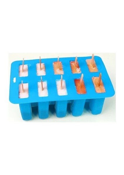 Mavi 10 Delikli Stil Ole Silikon Dondurma Kalıbı Popsicle Kalıpları Ice Cube Maker Sopalı Dıy Krem Kalıpları Yaz Mutfak Aletleri Sopalı (Yurt Dışından)