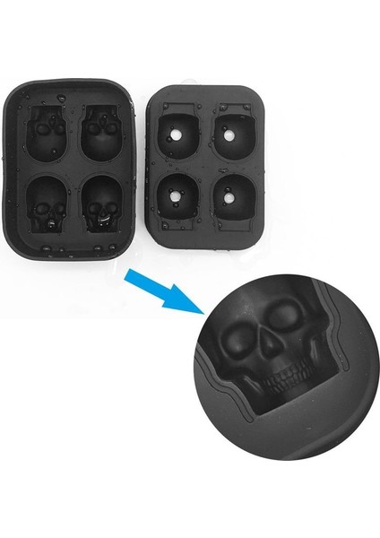 Darkblue Tarzı Satış 1 Adet Sıcak Büyük Buz Küpü Tepsisi Puding Kalıp 3D Kafatası Silikon 4-Cavity Dıy Buz Makinesi Ev Kullanımı (Yurt Dışından) fiyatları
