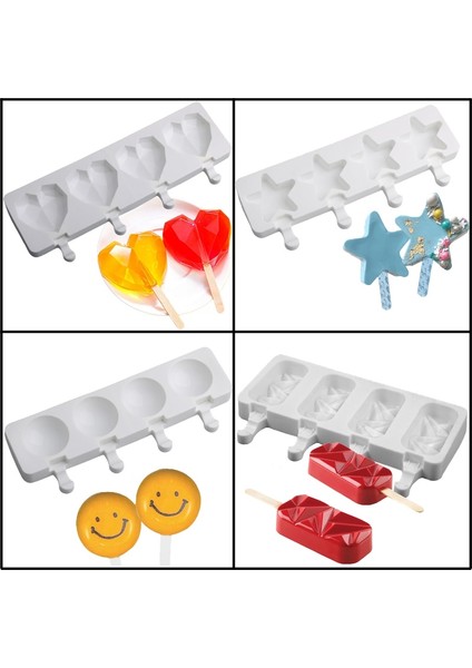 SH0101274 Set Stili Yıldız ve Yarım Küre Tasarım Silikon Buzlu Şeker Kalıpları Elmas Kalp Şekilli Dondurma Kalıpları Yaz Soğuk Içecek Aracı Buz Küpü Tepsisi (Yurt Dışından) fiyatları