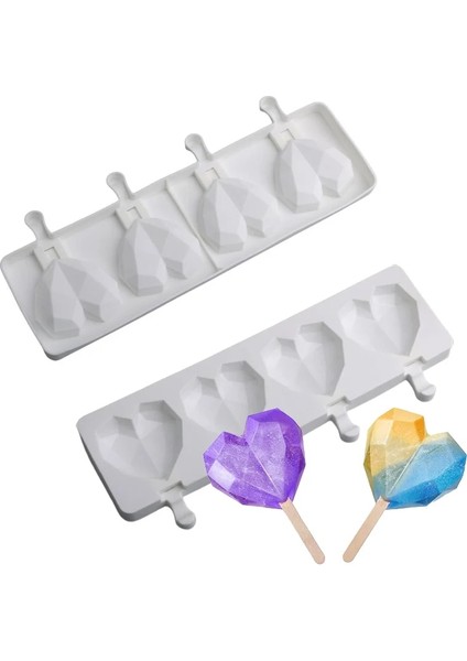 SH0101274 Set Stili Yıldız ve Yarım Küre Tasarım Silikon Buzlu Şeker Kalıpları Elmas Kalp Şekilli Dondurma Kalıpları Yaz Soğuk Içecek Aracı Buz Küpü Tepsisi (Yurt Dışından) fırsatları
