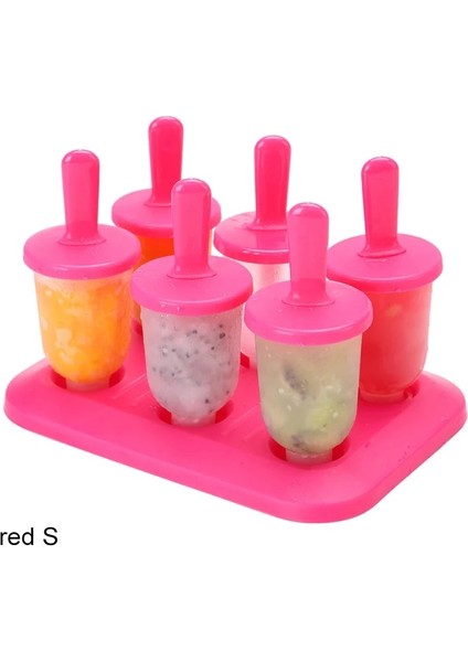Kırmızı S Tarzı 6 Hücre Yuvarlak Şekil Yaz Aksesuarları Mutfak Aletleri Gıda Sınıfı Lolly Kalıp Dıy Dondurma Makinesi Popsicle Kalıpları Tatlı Kalıpları (Yurt Dışından)