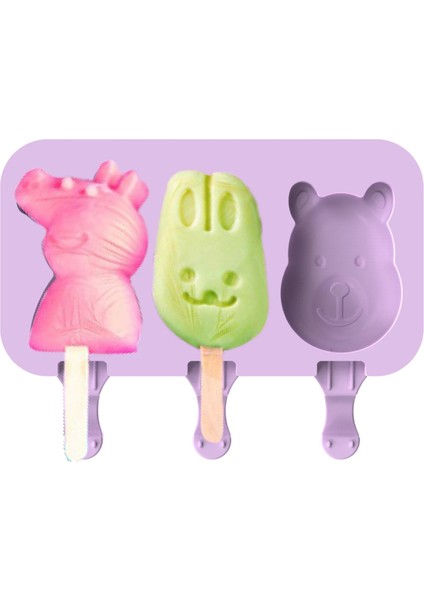 Ben Stil Silikon Dondurma Kalıbı Popsicle Kapaklı Siyam Kalıpları Dıy Ev Yapımı Buz Lolly Kalıp Karikatür Sevimli Görüntü El Yapımı Mutfak Aletleri (Yurt Dışından)