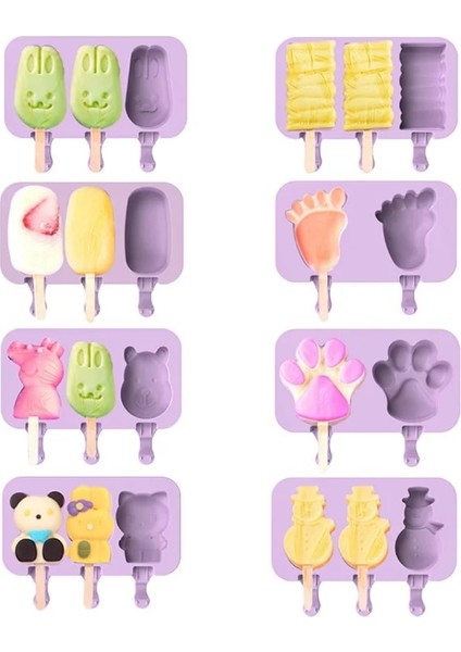 Ben Stil Silikon Dondurma Kalıbı Popsicle Kapaklı Siyam Kalıpları Dıy Ev Yapımı Buz Lolly Kalıp Karikatür Sevimli Görüntü El Yapımı Mutfak Aletleri (Yurt Dışından)