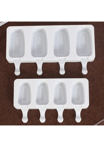 4 Delik Büyük Set Stili Silikon Buzlu Şeker Kalıp Dondurma Kalıbı Ahşap Çubuklar ile Yaz Dıy Ev Yapımı Buz Küpü Tepsi Buz Pop Blok Tatlı Makinesi Aracı (Yurt Dışından) fırsatları